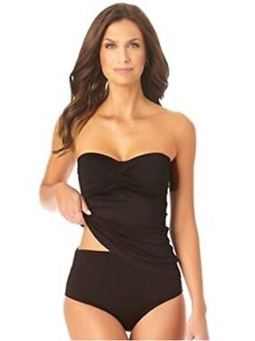 Anne Cole Women's Anne Cole Women's Twist Front Shirred Bandeau Tankini Top ONLY
